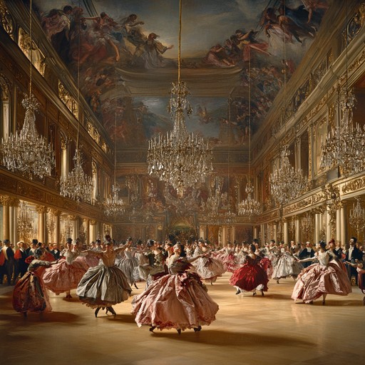 An exciting and fast paced instrumental composition in baroque style, featuring elaborate melodies and driving rhythms that capture the essence of an energetic court dance or a royal hunt.