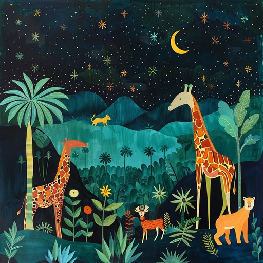 This calming nursery rhyme blends gentle melodies with ambient jungle sounds, creating a magical atmosphere perfect for bedtime. The familiar nursery rhyme structure is enhanced with soothing exotic instruments, bringing a sense of adventure and serenity to your little one's sleep time.