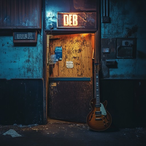 An instrumental blues rock track featuring eerie slide guitar and atmospheric synths, inspired by abandoned ghost towns, creating a haunting soundscape.