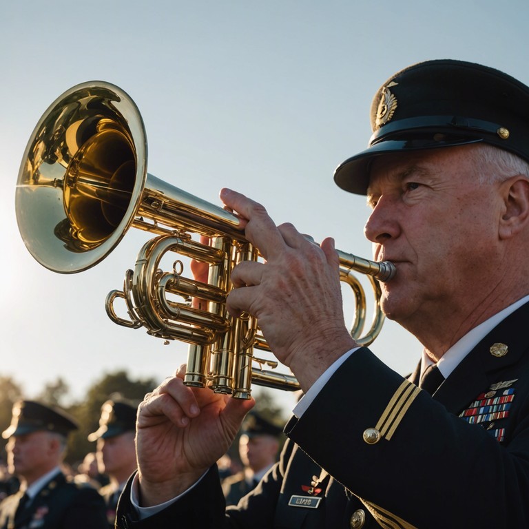 Echoes of bravery captures the intense emotions and the grand scale of a military conquest through symphonic metal, where the powerful blasts of the trumpet intersperse with crushing metal riffs, providing a modern take on classic themes of heroism and military might.