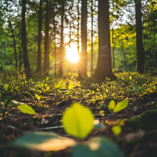 This composition captures the serene ambience of a secluded forest, emphasizing soft winds stirring through the trees and birds chirping melodically in the distance, creating a peaceful retreat from the noisy world. This auditory journey brings the stillness and beauty of nature's untouched wilderness directly to listeners through a harmonious blend of natural sounds.