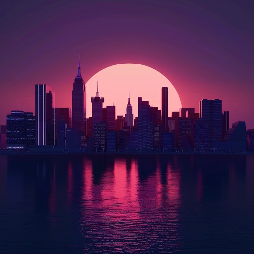 Journey through a neon lit cityscape as the sun sets, enveloped in soothing synths and gentle beats, creating an exhilarating yet calming atmosphere.