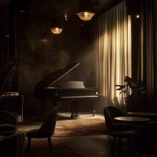 A mesmerizing instrumental featuring slow, soulful piano melodies immersed in late night cabaret ambiance, weaving through sensual rhythms and evocative harmonies, transporting the listener to a retro jazz lounge.