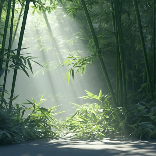 This instrumental track features delicate bamboo flute melodies floating over soothing ambient textures, creating an atmosphere of peace and tranquility reminiscent of a quiet breeze through a bamboo forest.