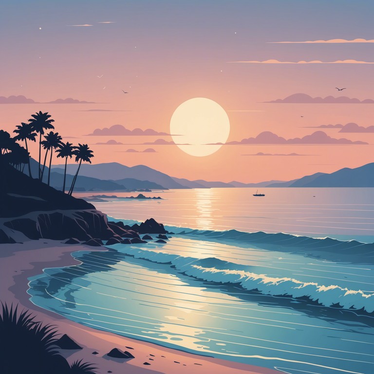 Imagine an instrumental embodying the tranquility of a seaside evening as the sun sets with light, ambient overlays and a soft electronic base. Ideal for relaxation playlists and serene moments.