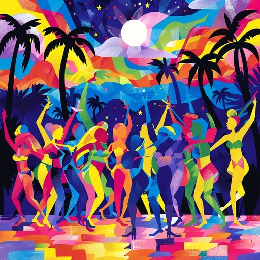 A vibrant blend of rich tropical melodies and percussive energies, capturing the essence of a midnight carnival on a brazilian beach. The track layers energetic rhythms with smooth brass undertones and an array of exotic instruments, evoking scenes of joyful dancing under the starlit sky.