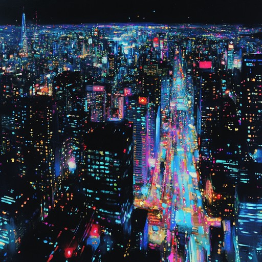 This track embodies a journey through a neon lit cityscape at night, where retro futuristic synthesizer melodies intertwine with delicate, minimalistic beats to create a soundscape that is both nostalgic and forward thinking. The airy synth pads float over a pulsating bass line, evoking the endless possibilities of urban exploration under the city lights.