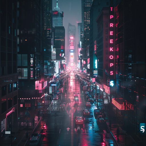 This composition captures the allure of a misty urban night, where neon lights flicker and shadows dance to the deep, rhythmic pulses of hypnotic trap beats, creating a dark and seductive soundscape.