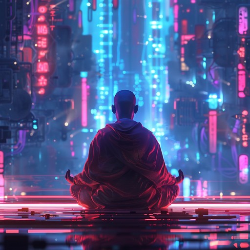 Experience a futuristic spiritual journey with ethereal synths and pulsing beats, creating a transcendental atmosphere that fuses the ancient with the digital.