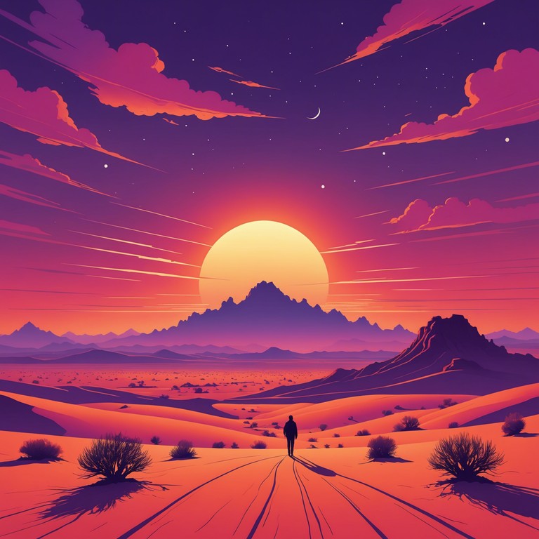 A sultry journey through expansive soundscapes, this instrumental track combines hypnotic rhythms with a touch of the otherworldly, invoking the vastness and mystery of a psychedelic desert mirage. An immersive experience designed to transport listeners to a transcending state of mind. This composition utilizes traditional instruments and modern synth sounds to create a unique blend that is both rhythmic and enigmatic.