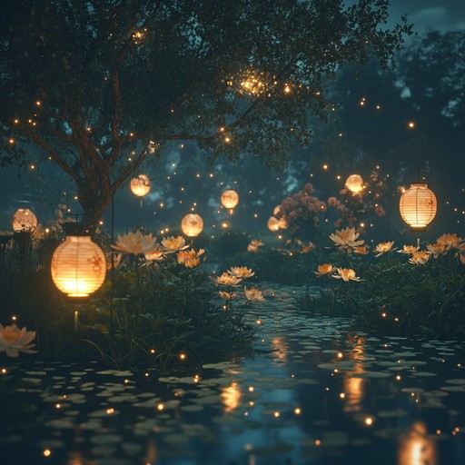 A serene k pop instrumental with delicate piano, soothing strings, and subtle electronic elements, painting a picture of a moonlit garden where love blossoms amidst the gentle rustling of leaves and the soft glow of fireflies. The music captures the essence of romantic anticipation and heartfelt emotions, perfect for setting a dreamy atmosphere.