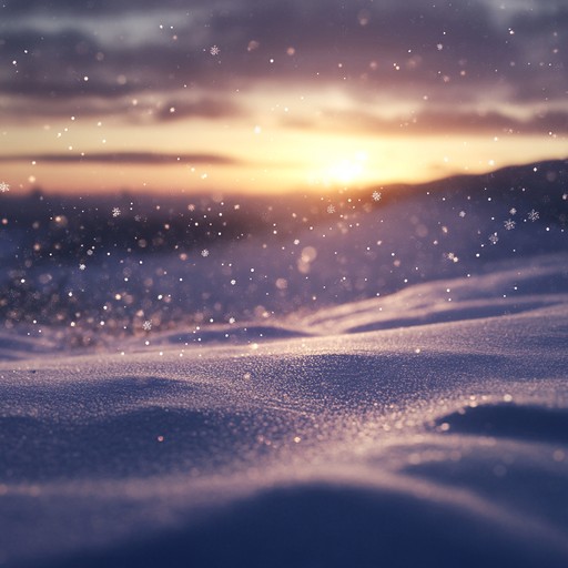 A soothing, melodic orchestration perfectly captures the tranquil, serene atmosphere of a gentle snowfall on christmas eve. The music breathes life into the quiet elegance of winter's touch, offering listeners a warm, immersive experience as delicate as snowflakes descending through a hushed evening sky.