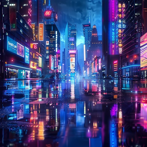 Dive into an exhilarating cyberpunk soundscape filled with relentless rhythms, pulsing synths, and vibrant neon lights. This instrumental track captures the essence of a high tech metropolis, blending a variety of electronic elements to create an adrenaline infused auditory experience.