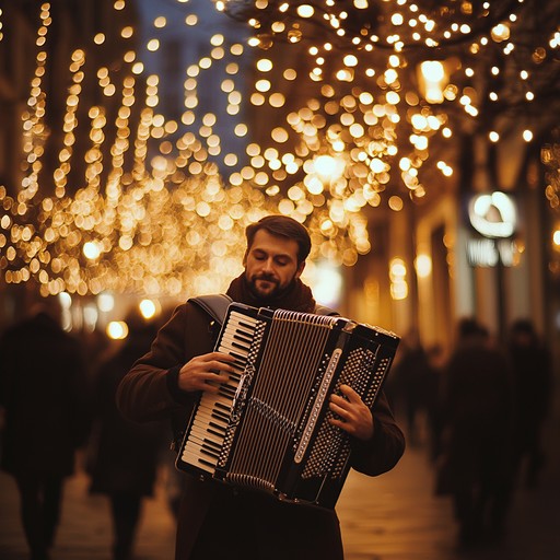 A spirited and upbeat instrumental capturing the essence of a festive cabaret, using playful accordion tunes that invite listeners to dance and celebrate