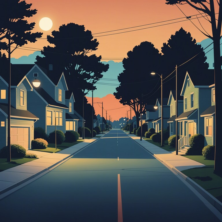 A track encapsulating the essence of suburban dreams clashing with the hidden, rough edges of garage beats. Whispery, high pitched synthesizer melodies intertwine with deep, grimy bass lines, creating a soundscape that is both serene and vigorous. The music embodies the calm and storm of late night ponderings in a suburban setting.