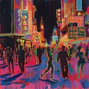 pulsating urban disco vibrates through neon lit streets
