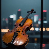 a violin weaves through somber urban vibes