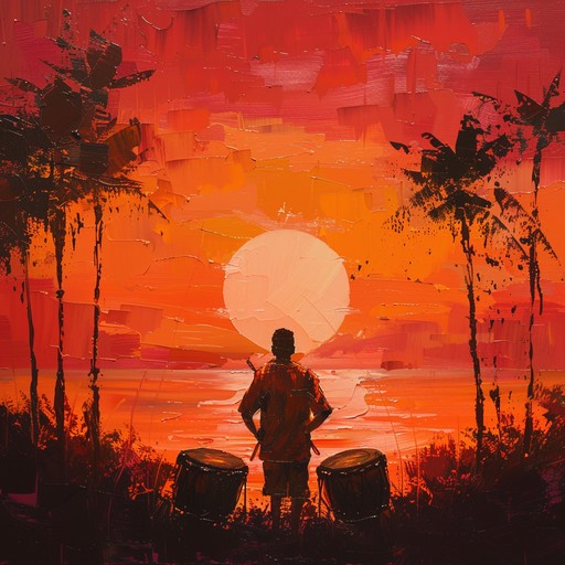 This track captures the essence of a tribal celebration at sunset with rhythmic drumming that encapsulates the spirit of age-old ceremonies, communing with nature and the ancestors through powerful, earthy rhythms and chants.