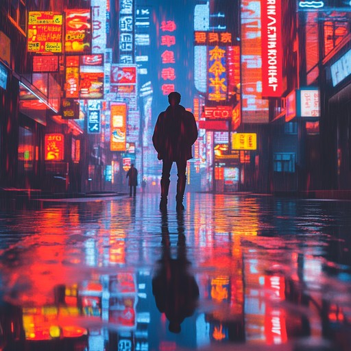 An unnerving instrumental jpop piece that fuses haunting synth melodies with dark, dissonant tones. The track builds an eerie atmosphere reminiscent of wandering through neon lit streets of tokyo at night, with pulsating rhythms that create a sense of unease and mystery.