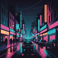 dark energetic beats under neon lights