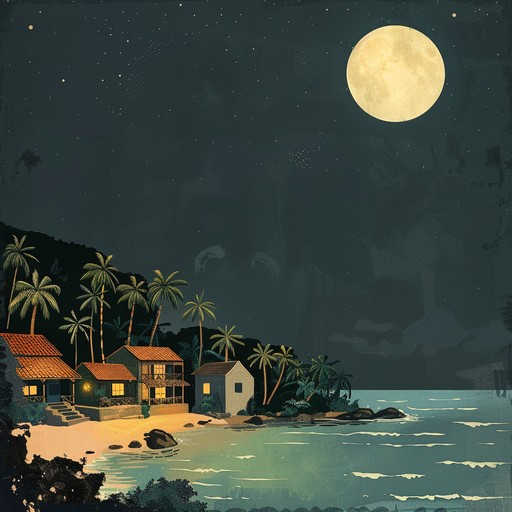 A gentle blend of soft guitar melodies and subtle percussion creates a nostalgic soundscape reminiscent of moonlit nights along the brazilian coast. The soothing rhythms conjure feelings of longing and wistful memories.