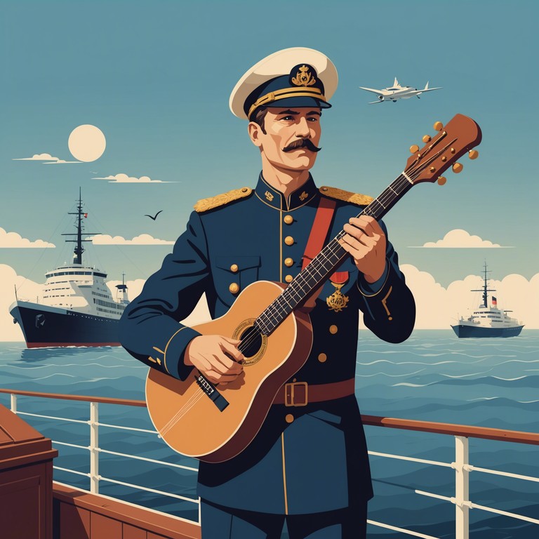 This track embodies the grandeur and toughness of the russian navy, blending traditional elements with modern fervor. The composition features a powerful and resonant balalaika, playing melodies that echo the might and history of naval adventures. The music moves from subtle aquatic ambiances to powerful anthemic passages, perfect for depicting the life of seafarers and the majesty of the sea.