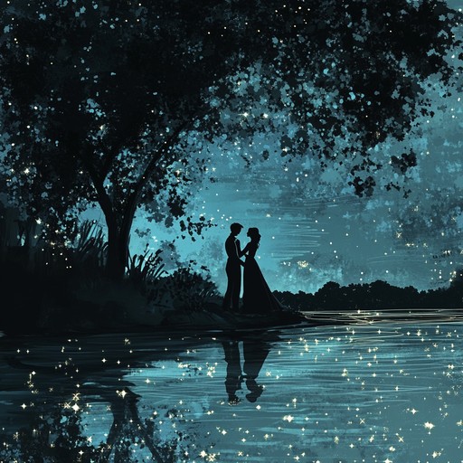 Immerse in a gentle waltz, surrounded by the serene and celestial ambiance of a starlit night, resonating with tender romance and heartfelt emotion.