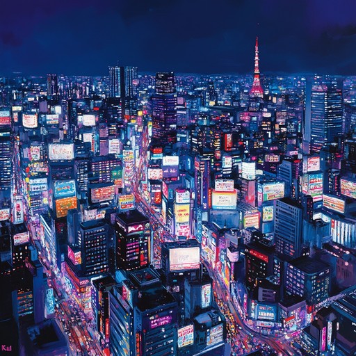 Imagine soaring above a tokyo where every light tells a story and the heartbeat of the city syncs with energetic music, ushering a sense of wonder and grand adventure in the heart of japan's metropolis.