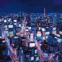 gleaming tokyo under bright neon lights.