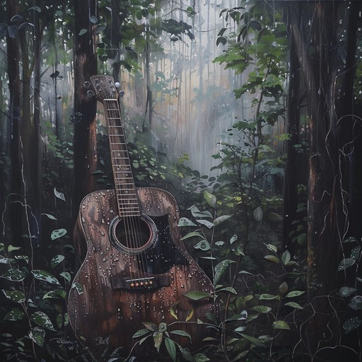 A gentle blend of acoustic guitar and natural sounds creating an ethereal and intimate atmosphere. The piece meanders through lush, verdant soundscapes, evoking feelings of romance and nostalgia. Delicately plucked strings and ambient forest noises paint a serene picture of timeless love.