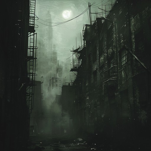 A menacing urban nightscape brought to life with ominous beats and dark guitar riffs, evoking the gritty underbelly of the city. This track combines distorted elements and eerie atmospherics to create a raw, foreboding ambiance.