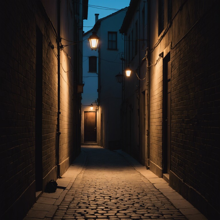 An instrumental track depicting a mysterious nighttime walk down beale street, characterized by cautious yet curious undertones. This piece paints a vivid soundscape of the unseen, where every soft footstep tells a story, blending into the gentle blues riffs that resonate with every quiet heartbeat of the city. Subtle nuances reflect the shimmering lights and transient shadows, creating an immersive auditory experience.