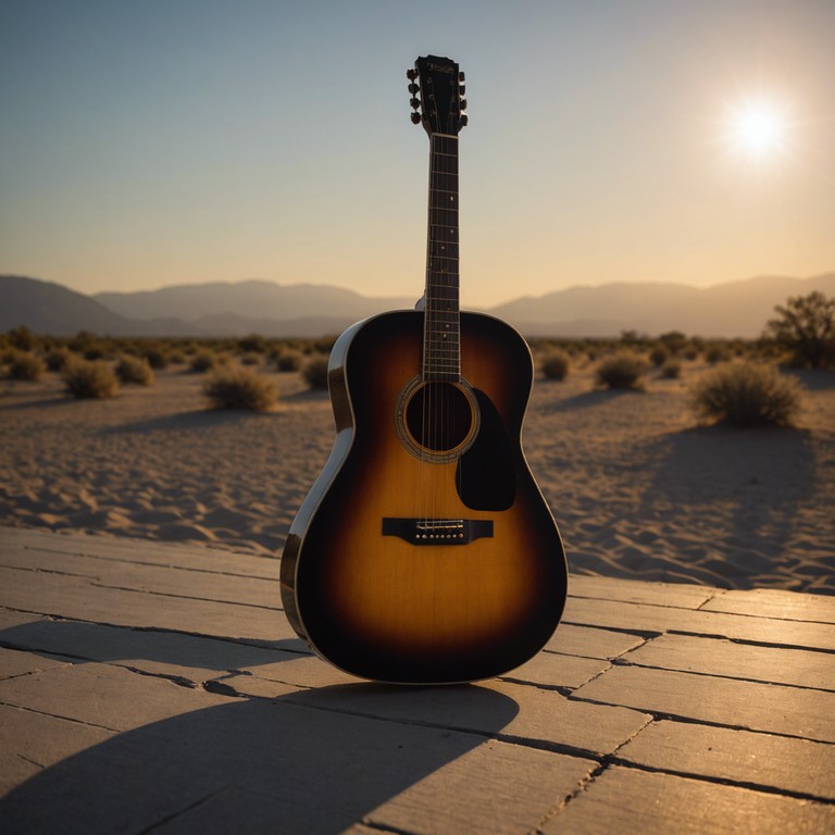 Experience the subtle resonance of a solo acoustic guitar as it whispers memories into the atmosphere, creating a softly enveloping aura of reflection and tranquility, suited for quiet evenings or reflective moments.