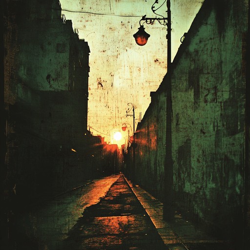 Imagine walking through busy city streets under a blazing sunset, where the soundscape mixes raw lofi beats with an undercurrent of grunge. The music carries a sense of rage and frustration but wrapped in a nostalgic and mellow rhythm, presenting a duality of emotions.