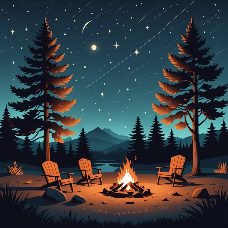 Similar to 'warm hearts under stars', this version focuses more on evoking the peaceful and tranquil aspects of an evening serenade beneath a constellation filled sky, enhancing the connection with nature and introspection.