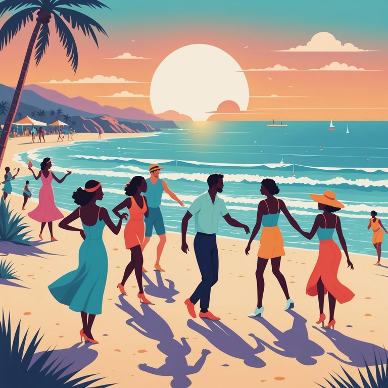 Imagine the euphoric atmosphere of celebrating on a vibrant caribbean island as the sun dips below the horizon, with rhythms that echo through the salty air and invite everyone to dance.