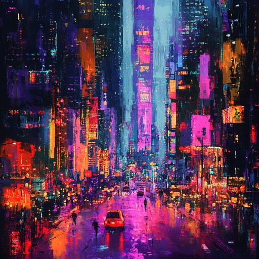 An electrifying j pop track featuring quick paced rhythms and powerful synth lines, designed to evoke a sense of urgency and frantic energy, mimicking the stress of navigating a neon urban jungle.