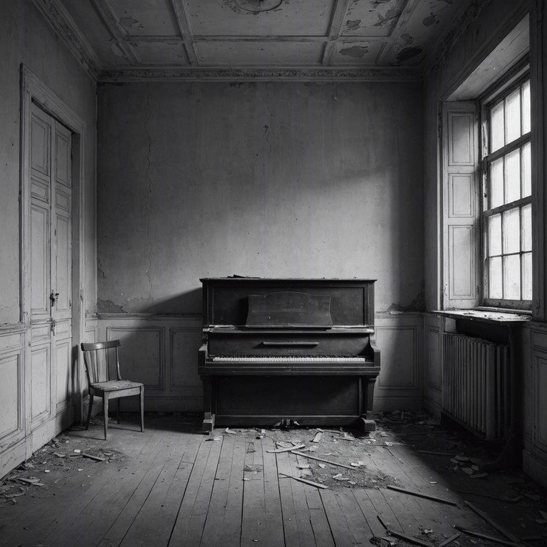 This composition weaves the haunting echoes of a single piano through a somber, downtempo rhythmic landscape. With each note, it captures the essence of solitude and the profound depths of introspection, enveloping the listener in a reflective auditory experience.