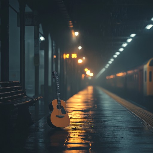 A slow, haunting piece evoking nocturnal melancholy and a deep sense of longing, with a solitary guitar that tells a story of heartache and quiet resilience. The piece flows through a desolate night journey, full of soul and expressive bends.