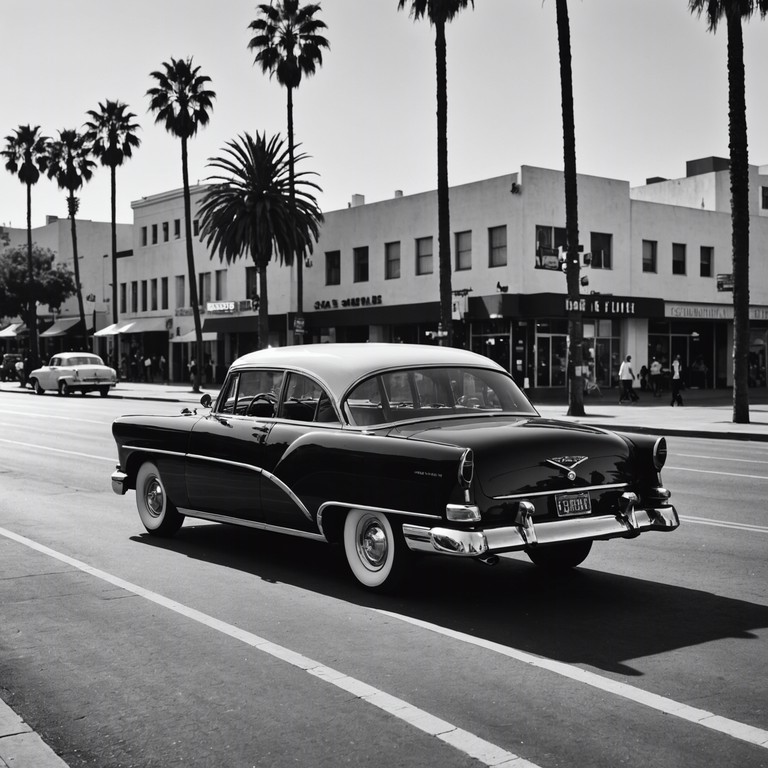 This track evokes a stroll down sunset boulevard during the golden era of hollywood, with lush, sweeping melodies that conjure images of classic cars and elegant evening wear. The song captures the grandeur and romanticism of old hollywood through rich instrumental tones that echo the sophistication and glam of the 1950s.