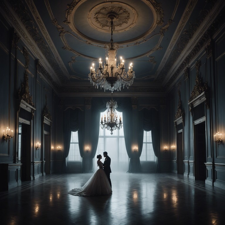 Imagine dancing shadows in a grandiose ballroom, where each shadowy figure moves rhythmically to a swing tune, clarinet echoing through the expanses, mixing beauty with a sense of dread, crafting a perfect blend of fascination and fear.