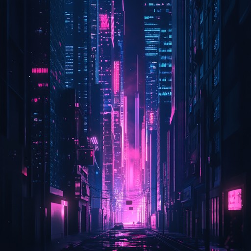 A captivating instrumental track that blends enigmatic melodies with pulsating cyberpunk rhythms, painting a sonic picture of a neon lit metropolis shrouded in mystery and technological allure. The music guides the listener through shadowy alleys and towering skyscrapers, evoking a sense of intrigue and futurism.
