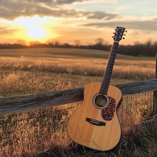 An instrumental composition featuring soothing acoustic guitar that captures the calming essence of evening as the sun sets over the gentle slopes, invoking feelings of peace and introspection.