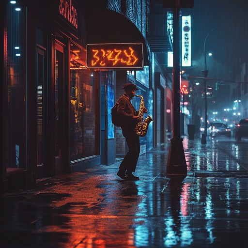 An instrumental trip hop track fusing groovy basslines with jazzy saxophone melodies over atmospheric beats, creating a moody urban soundscape.