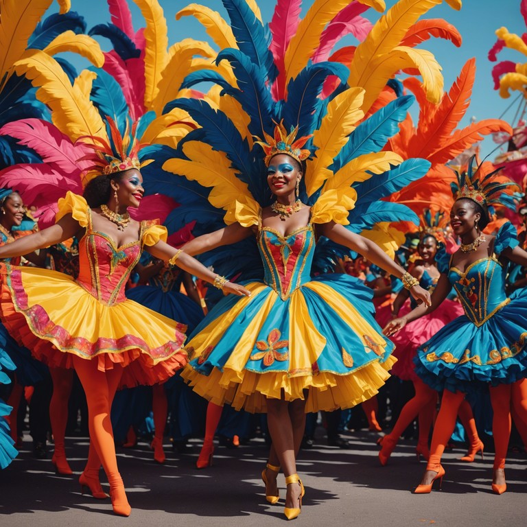 This track captures the essence of carnival, filled with vibrant rhythms and uplifting melodies that embody the celebratory spirit of street festivals. It uses traditional samba percussion to bring the listener into the heart of the carnival, creating a feeling of being amidst the dancing crowds, colorful costumes, and joyous atmosphere.