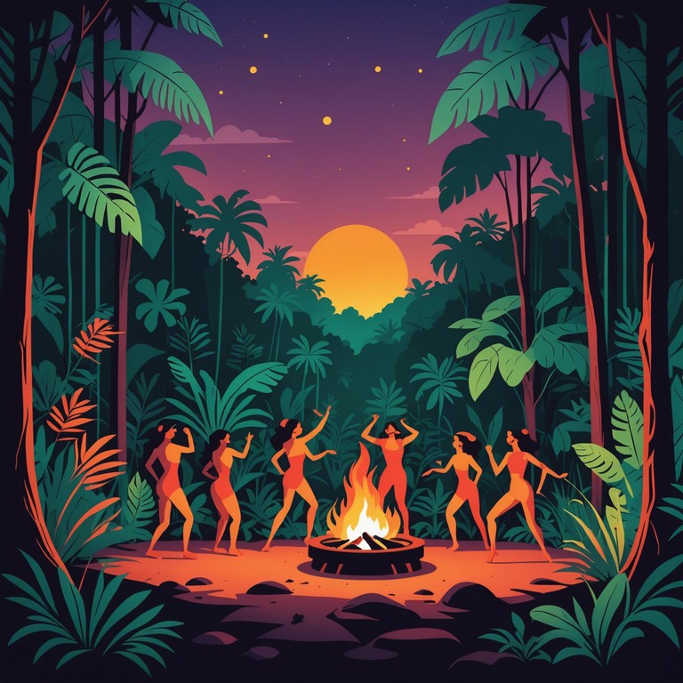 A lively composition featuring energetic tribal rhythms that transport the listener to a spirited dancefloor in the heart of a lush jungle. Tribal drums create a playful yet intense atmosphere, perfect for an energetic dance or workout session.