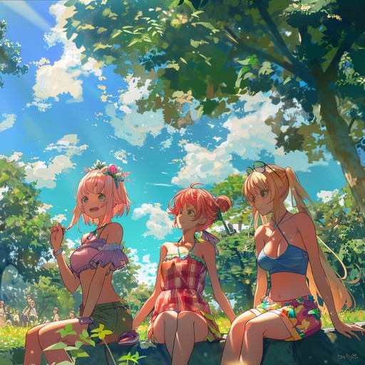 Create a bright, joyful instrumental piece mirroring the heartfelt, lively moments of a summer anime day. Infuse it with catchy, uplifting melodies and a steady, driving rhythm that evokes sunny scenes, playful adventures, and lighthearted fun.