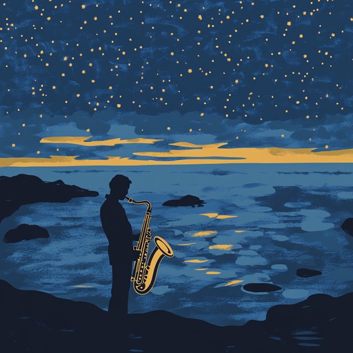 An instrumental piece blending soft jazz and soul elements, featuring a soothing saxophone melody that flows effortlessly over gentle piano chords and subtle percussion, evoking images of a peaceful evening by the seaside.