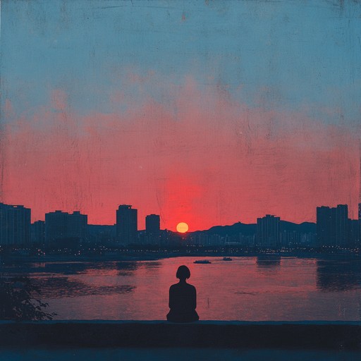 An emotional k pop instrumental that blends traditional korean melodies with modern electronic sounds to evoke nostalgia and longing