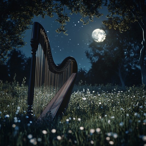 An instrumental lullaby featuring delicate harp tunes that create a peaceful atmosphere, helping listeners drift gently into sleep beneath the calm moonlight.